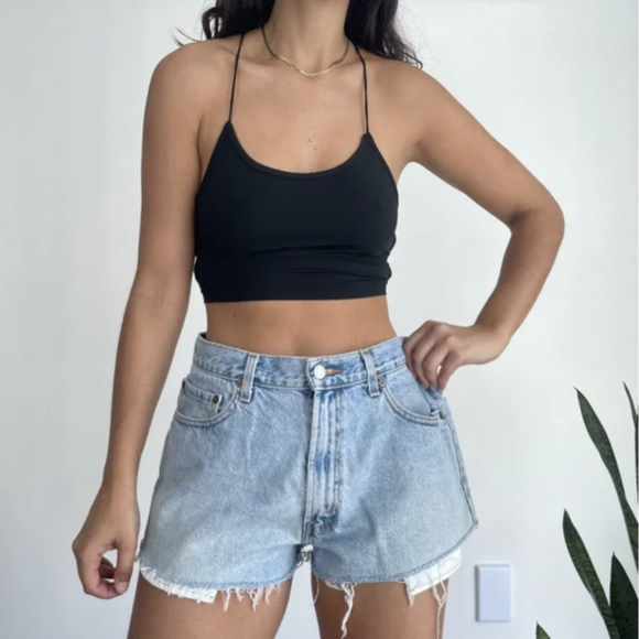 Light Wash Cutoff Jean Shorts